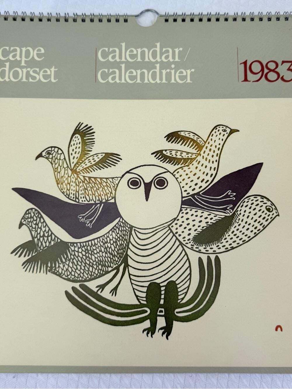 Vintage 1983 Cape Dorset Inuit Art Calendar Calendrier West Baffin Eskimo Co-op